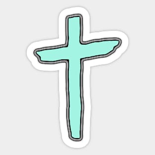 Teal Cross Sticker